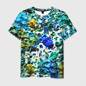 Мужская футболка 3D с принтом Акварельные капли , 100% полиэфир | прямой крой, круглый вырез горловины, длина до линии бедер | abstraction | color | spray | tie dye | абстракция | акварель | живопись | искусство | краски | текстуры | цветные краски | яркие цвета