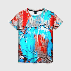 Женская футболка 3D с принтом Буйство красок , 100% полиэфир ( синтетическое хлопкоподобное полотно) | прямой крой, круглый вырез горловины, длина до линии бедер | abstraction | color | spray | tie dye | абстракция | акварель | живопись | искусство | краски | текстуры | цветные краски | яркие цвета