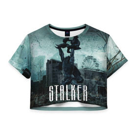 Женская футболка 3D укороченная с принтом Stalker , 100% полиэстер | круглая горловина, длина футболки до линии талии, рукава с отворотами | stalker | сталкер