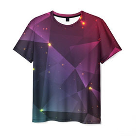 Мужская футболка 3D с принтом Colorful triangles , 100% полиэфир | прямой крой, круглый вырез горловины, длина до линии бедер | polygonal | абстракция | текстура
