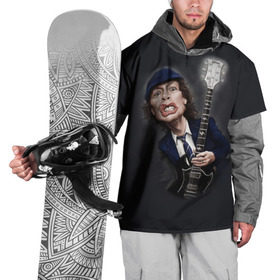 Накидка на куртку 3D с принтом AC/DC , 100% полиэстер |  | acdc | heavy | metal | music | rock | музыка | рок
