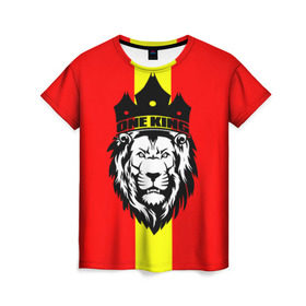 Женская футболка 3D с принтом One King , 100% полиэфир ( синтетическое хлопкоподобное полотно) | прямой крой, круглый вырез горловины, длина до линии бедер | king | leo | зверь | король | кошка | лев | природа | хищник | царь