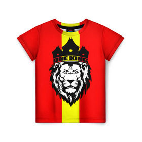 Детская футболка 3D с принтом One King , 100% гипоаллергенный полиэфир | прямой крой, круглый вырез горловины, длина до линии бедер, чуть спущенное плечо, ткань немного тянется | Тематика изображения на принте: king | leo | зверь | король | кошка | лев | природа | хищник | царь