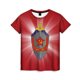 Женская футболка 3D с принтом КГБ , 100% полиэфир ( синтетическое хлопкоподобное полотно) | прямой крой, круглый вырез горловины, длина до линии бедер | закон | кгб | охрана | россия | ссср | цру | шпион