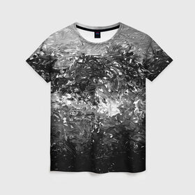 Женская футболка 3D с принтом Чёрно белый цвет , 100% полиэфир ( синтетическое хлопкоподобное полотно) | прямой крой, круглый вырез горловины, длина до линии бедер | abstraction | color | spray | tie dye | абстракция | акварель | живопись | искусство | краски | текстуры