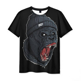 Мужская футболка 3D с принтом Горилла Бандит , 100% полиэфир | прямой крой, круглый вырез горловины, длина до линии бедер | swag | бандит | горилла | обезьяна