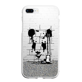 Чехол для iPhone 7Plus/8 Plus матовый с принтом Панда вандал , Силикон | Область печати: задняя сторона чехла, без боковых панелей | бамбук | бамбуковый медведь | банка | животное | зубы | капли | когти | краска | красная книга | лапы | мишка | панда | подтеки | прикол | прикольный | рисует | следы | черный | япония