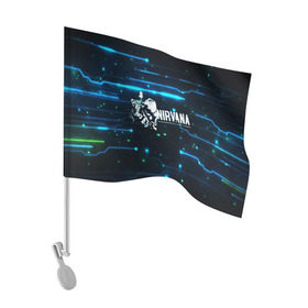 Флаг для автомобиля с принтом Схема Nirvana (Курт Кобейн) , 100% полиэстер | Размер: 30*21 см | kurt cobain | микросхема | нирвана | плата