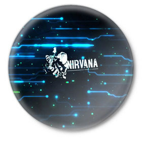 Значок с принтом Схема Nirvana (Курт Кобейн) ,  металл | круглая форма, металлическая застежка в виде булавки | kurt cobain | микросхема | нирвана | плата