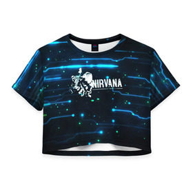 Женская футболка 3D укороченная с принтом Схема Nirvana (Курт Кобейн) , 100% полиэстер | круглая горловина, длина футболки до линии талии, рукава с отворотами | kurt cobain | микросхема | нирвана | плата
