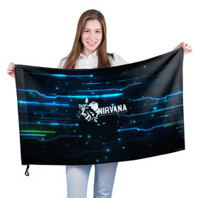 Флаг 3D с принтом Схема Nirvana (Курт Кобейн) , 100% полиэстер | плотность ткани — 95 г/м2, размер — 67 х 109 см. Принт наносится с одной стороны | kurt cobain | микросхема | нирвана | плата