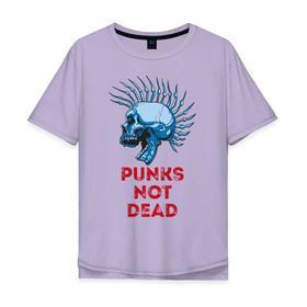 Мужская футболка хлопок Oversize с принтом Punks not dead , 100% хлопок | свободный крой, круглый ворот, “спинка” длиннее передней части | music | punk | rock | skull | музыка | панк | рок | череп | черепа