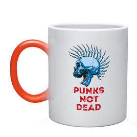 Кружка хамелеон с принтом Punks not dead , керамика | меняет цвет при нагревании, емкость 330 мл | music | punk | rock | skull | музыка | панк | рок | череп | черепа