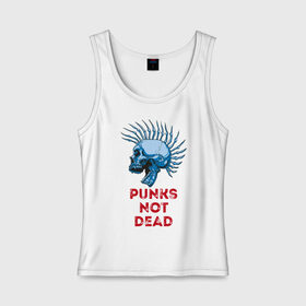 Женская майка хлопок с принтом Punks not dead , 95% хлопок, 5% эластан |  | music | punk | rock | skull | музыка | панк | рок | череп | черепа