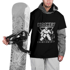Накидка на куртку 3D с принтом Hockey Championship , 100% полиэстер |  | bandy | hockey | клюшка | коньки | лед | спорт | хоккей