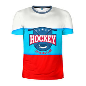 Мужская футболка 3D спортивная с принтом Hockey Russia , 100% полиэстер с улучшенными характеристиками | приталенный силуэт, круглая горловина, широкие плечи, сужается к линии бедра | bandy | hockey | клюшка | коньки | лед | россия | русский хоккей | спорт | хоккей