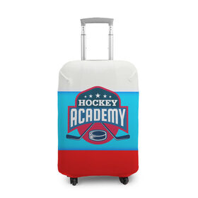 Чехол для чемодана 3D с принтом Академия хоккея , 86% полиэфир, 14% спандекс | двустороннее нанесение принта, прорези для ручек и колес | bandy | hockey | клюшка | коньки | лед | россия | русский хоккей | спорт | хоккей
