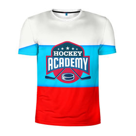 Мужская футболка 3D спортивная с принтом Академия хоккея , 100% полиэстер с улучшенными характеристиками | приталенный силуэт, круглая горловина, широкие плечи, сужается к линии бедра | bandy | hockey | клюшка | коньки | лед | россия | русский хоккей | спорт | хоккей