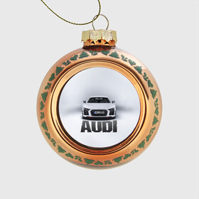 Стеклянный ёлочный шар с принтом Audi серебро , Стекло | Диаметр: 80 мм | Тематика изображения на принте: ауди | машина
