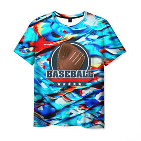 Мужская футболка 3D с принтом Бейсбол color , 100% полиэфир | прямой крой, круглый вырез горловины, длина до линии бедер | baseball | sport | бейсбол | спорт
