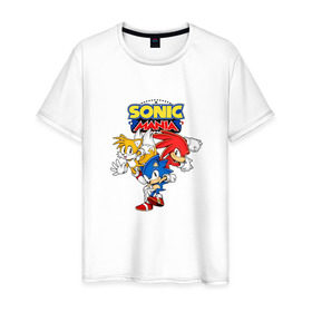 Мужская футболка хлопок с принтом Sonic Mania , 100% хлопок | прямой крой, круглый вырез горловины, длина до линии бедер, слегка спущенное плечо. | sega | sonic | sonic mania | ежик | наклз | соник | тейлс
