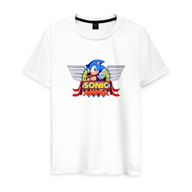 Мужская футболка хлопок с принтом Sonic MANIA , 100% хлопок | прямой крой, круглый вырез горловины, длина до линии бедер, слегка спущенное плечо. | mania | sega | sonic | sonic mania | ежик | соник