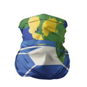 Бандана-труба 3D с принтом Яркий футбол , 100% полиэстер, ткань с особыми свойствами — Activecool | плотность 150‒180 г/м2; хорошо тянется, но сохраняет форму | бразилия | желтый | зеленый | игра | мяч | синий | цвет