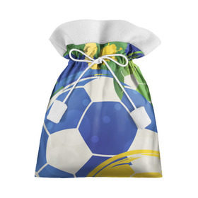 Подарочный 3D мешок с принтом Яркий футбол , 100% полиэстер | Размер: 29*39 см | бразилия | желтый | зеленый | игра | мяч | синий | цвет
