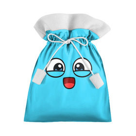 Подарочный 3D мешок с принтом Эмодзи / Смайл (голубой цвет) , 100% полиэстер | Размер: 29*39 см | Тематика изображения на принте: глаза | милые | подарок | смайл | смайлик | улыбка | эмодзи | эмоции