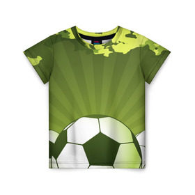 Детская футболка 3D с принтом Футбол без границ , 100% гипоаллергенный полиэфир | прямой крой, круглый вырез горловины, длина до линии бедер, чуть спущенное плечо, ткань немного тянется | Тематика изображения на принте: зеленый | игра | мяч | поле