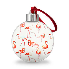 Ёлочный шар с принтом Фламинго , Пластик | Диаметр: 77 мм | арт | птицы | текстура | фламинго