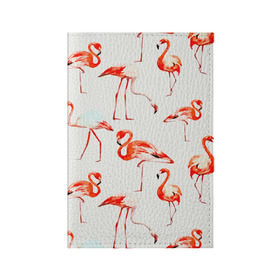 Обложка для паспорта матовая кожа с принтом Фламинго , натуральная матовая кожа | размер 19,3 х 13,7 см; прозрачные пластиковые крепления | Тематика изображения на принте: арт | птицы | текстура | фламинго