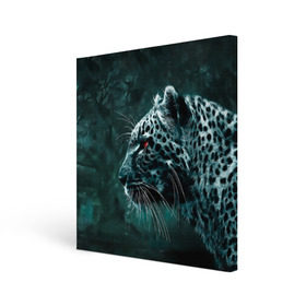 Холст квадратный с принтом Леопард неоновый , 100% ПВХ |  | гепард | леопард | темный | хищник