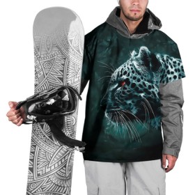 Накидка на куртку 3D с принтом Леопард неоновый , 100% полиэстер |  | гепард | леопард | темный | хищник