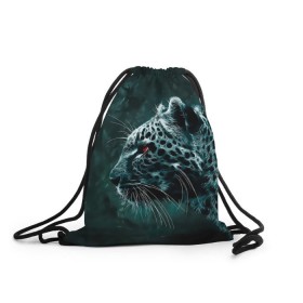 Рюкзак-мешок 3D с принтом Леопард неоновый , 100% полиэстер | плотность ткани — 200 г/м2, размер — 35 х 45 см; лямки — толстые шнурки, застежка на шнуровке, без карманов и подкладки | гепард | леопард | темный | хищник