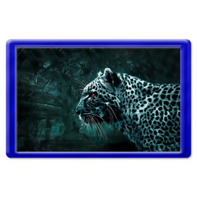 Магнит 45*70 с принтом Леопард неоновый , Пластик | Размер: 78*52 мм; Размер печати: 70*45 | гепард | леопард | темный | хищник
