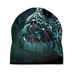 Шапка 3D с принтом Леопард неоновый , 100% полиэстер | универсальный размер, печать по всей поверхности изделия | гепард | леопард | темный | хищник