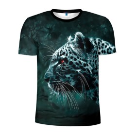 Мужская футболка 3D спортивная с принтом Леопард неоновый , 100% полиэстер с улучшенными характеристиками | приталенный силуэт, круглая горловина, широкие плечи, сужается к линии бедра | гепард | леопард | темный | хищник