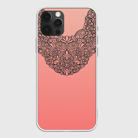 Чехол для iPhone 12 Pro Max с принтом Кружевной воротник , Силикон |  | Тематика изображения на принте: градиент | имитация | розовый