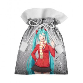 Подарочный 3D мешок с принтом Хацуне Мику , 100% полиэстер | Размер: 29*39 см | anime | hatsune miku | vokaloid | абстракция | аниме | арт | вокалоид | девyшка | кубики | пиксели | хацуне мику
