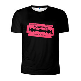 Мужская футболка 3D спортивная с принтом Rockstar Razor , 100% полиэстер с улучшенными характеристиками | приталенный силуэт, круглая горловина, широкие плечи, сужается к линии бедра | auto | dead | grand | red | redemption | theft | бритва | гта | лезвие | рокстар