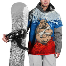 Накидка на куртку 3D с принтом Буйвол , 100% полиэстер |  | Тематика изображения на принте: abstraction | grunge | абстракция | буйвол | бык | краска | русский | триколор | я русский