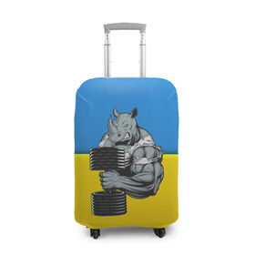 Чехол для чемодана 3D с принтом Спортивный носорог , 86% полиэфир, 14% спандекс | двустороннее нанесение принта, прорези для ручек и колес | abstraction | grunge | абстракция | два цвета | краска | носорог | украинец | я украинец