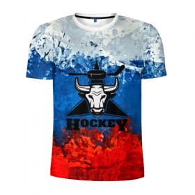 Мужская футболка 3D спортивная с принтом Русский хоккей , 100% полиэстер с улучшенными характеристиками | приталенный силуэт, круглая горловина, широкие плечи, сужается к линии бедра | 
