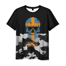 Мужская футболка 3D с принтом Made in Sweden , 100% полиэфир | прямой крой, круглый вырез горловины, длина до линии бедер | camouflage | made in sweden | skull | абстракция | города | камуфляж | нация | страны | текстуры | череп | швеция
