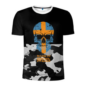 Мужская футболка 3D спортивная с принтом Made in Sweden , 100% полиэстер с улучшенными характеристиками | приталенный силуэт, круглая горловина, широкие плечи, сужается к линии бедра | camouflage | made in sweden | skull | абстракция | города | камуфляж | нация | страны | текстуры | череп | швеция