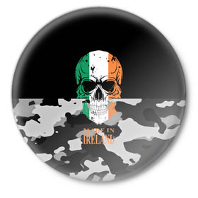 Значок с принтом Made in Ireland ,  металл | круглая форма, металлическая застежка в виде булавки | camouflage | made in ireland | skull | абстракция | города | ирландия | камуфляж | нация | страны | текстуры | череп