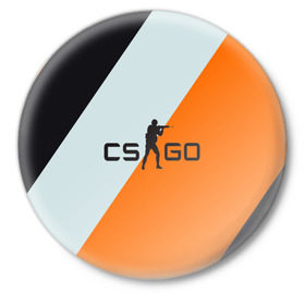 Значок с принтом Cs Go Asi #2 ,  металл | круглая форма, металлическая застежка в виде булавки | cs go | контр страйк гоу  полосы | оранжевый | серый | чёрный