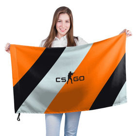 Флаг 3D с принтом Cs Go Asi #2 , 100% полиэстер | плотность ткани — 95 г/м2, размер — 67 х 109 см. Принт наносится с одной стороны | cs go | контр страйк гоу  полосы | оранжевый | серый | чёрный