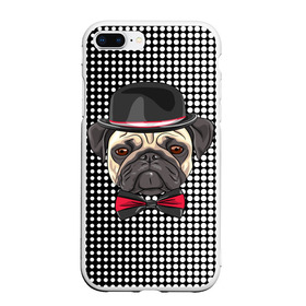 Чехол для iPhone 7Plus/8 Plus матовый с принтом Mr Pug , Силикон | Область печати: задняя сторона чехла, без боковых панелей | Тематика изображения на принте: animal | dog | pet | pug | puppy | арт | горошек | джентльмен | животные | кружочки | мопс | мопсик | пес | собаки | текстура | французский бульдог